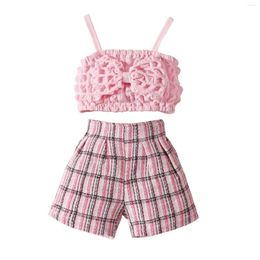 Clothing Sets Toddler Baby Girl Outfits Puff Sleeve Crewneck T Shirt Tops With Tie Up S Set Outfit Flower Print Hooded Pocket