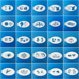 Stencils New Design Reusable Glitter Tattoo Templates Face Painting Stencils Body Art Plastic Makeup Tools