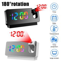 Clocks LED Digital Smart Alarm Watch Clock Table Electronic Desktop Clocks USB Wake Up Clock with 180° Time Projection Snooze Clock