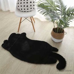 Carpets 60X120cm Kawaii Cat Rugs Bedroom Bedside Area Rug Cat Shaped Plush Carpet Girls Room Decorative Floor Mats Soft Carpets