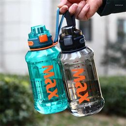 Water Bottles 1200ml Large Capacity Sport Bottle With Rope Durable Portable Gym Fitness Outdoor Drinking Plastic Eco-Friendly