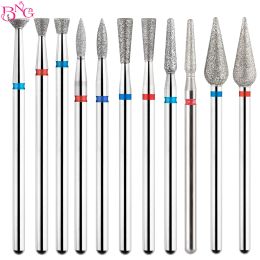 Bits 2pcs/lot Nail Bits for Electric Drill Diamond Manicure Milling Cutters 3/32" Rotary Cuticle Burr Nails Accessories Tools