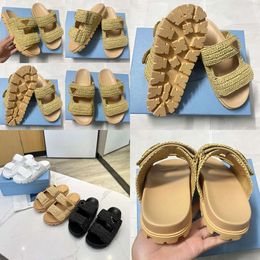 Brand Raffian 24s Women Resort Style Retro Hand Woven Sandal Beach Sandals with Original Box Large Size 35 42 s Original Quality