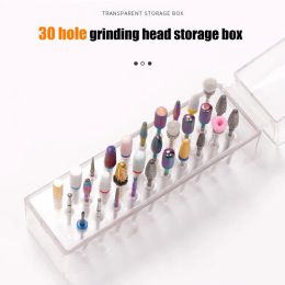 Bits Drill Bits Holder Transparent 30 Holes Spacesaving Plastic Drill Bits Nail Grinding Heads Organiser Box Nail Supplies