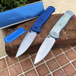 G10/Blue Handle BM 535 Bugout Knife 440C Drop Point Blade Nylon/G10 Handle Everyday Carry Folding Knife for Self Defence Hunting Hiking Multitool 9400 3300 7800