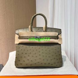 Bk 2530 Handbags Ostich Leather Totes Trusted Luxury Bags Wax Thread Handmade Imported Ostrich Skin Bk Platinum Bag 25cm Womens Handbag Eleph have logo HBQYHP