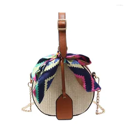 Shoulder Bags Fashion Round Straw Beach Crossbody For Women Summer Small Female Weaving Handbag Top-Handle Tote