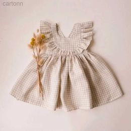 Girl's Dresses Baby Girl Dress For 1-5 Years old Linen Cotton Toddler Girl Clothes For Summer d240425