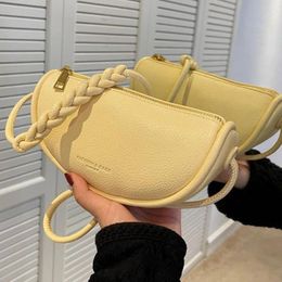 Evening Bags Fashion Women Armpit Bag Simple Braided Flower Shoulder Strap Dumpling PU Leather Handbags Messenger Purse Hobos