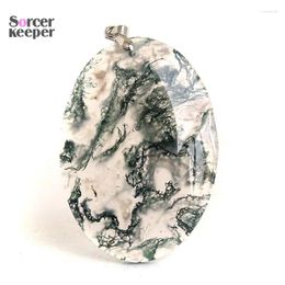 Pendant Necklaces Women Men Moss Agate Necklace Natural Stone DIY Jewellery Accessories Exquisite Gift Making Party BK789
