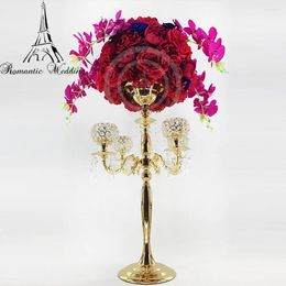 Candle Holders Crystal Candelabra Centerpieces 30" TALL Gold Wedding Globe 4 Arms Holder 4PCS/LOTS