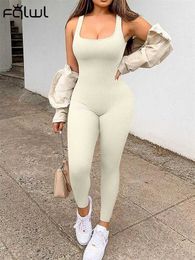 Women's Jumpsuits Rompers Habbris Spring Solid Bodycon Womens jumpsuit Blcak Cami High Waist Ultra Thin One piece Fashion T-shirt White Activity Dress Womens Y240425