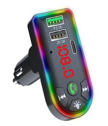 Bluetooth FM Transmitter F7 Colourful LED Backlight Wireless FM Radio Car Adapter Hands MP3 Player PD 41A USB Charger2268627