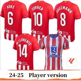 Atletico Madrids Soccer Jerseys GRIEZMANN 2024 2025 Anniversary 24 25 M.LLORENTE KOKE SAUL Correa LEMAR Football Shirt Sets Uniforms Fans Summer sportswear player