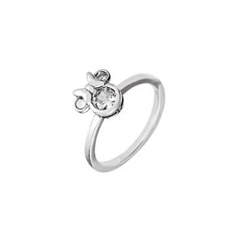 Fashion Female Rings Mouse Sparkling Head Ring Clear Stone Sterling Silver Jewelry For Woman Party Proposal 240420