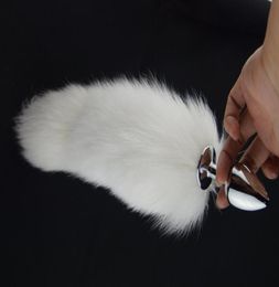 White Fox Tail butt plug 35cm Anal Plug Metal Butt Plug Anal Sex Toy 75cm 85cm 95cm plug for choice8043405