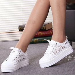 Fitness Shoes Lace Up Mesh Women Platform Increased Sneakers Korean Casual Canvas White Breathable Femme