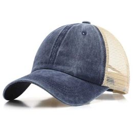 Ball Caps Vintage Washed Distressed Baseball Cap Men Mesh Trucker Hat Casual Women Hip Hop Caps Kpop Snapback Sun Hats J240425