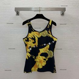 Brand vest women vests Designer shirt casual woman fashion Chain printing logo sleeveless One-shoulder buckle design camisole women waistcoat base Apr 24