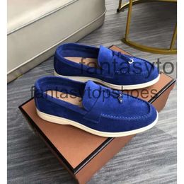 Loro Piano LP Walk Lp-loafers Couples Shoes Casual Shoes Charms Embellished Suede Loafers Genuine Casual Slip on Flats for Men Luxury Designer Flat Dress