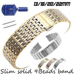 Slim Solid Watch Strap 13mm 18mm 20mm 22mm Stainless Steel Watch Band Butterfly Buckle Replacement Watchband Wrist Bracelet JL9Z 240415