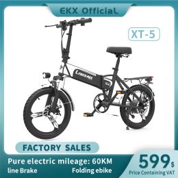 Bicycle EKX XT5 Folding Mini Adults Electric Bicycle 500w Brushless Motor Aluminium Alloy Ebikes Lithium Battery Portable E Bike Moped