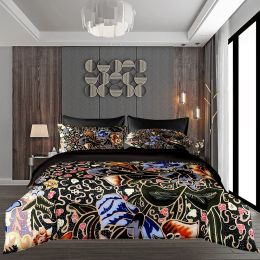sets Retro Style Bedding Set Queen Size,Bedroom Black Duvet Cover Set 210x210,High Quality Home Smooth Soft Quilt Cover Super King
