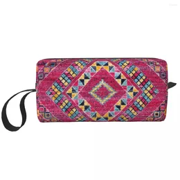 Storage Bags Travel Vintage Bohemian Moroccan Artwork Toiletry Bag Geometric Diamond Makeup Cosmetic Organizer Beauty Dopp Kit Box