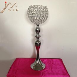 Candle Holders Classic Silver Holder With 20 Cm Crystals Ball Wedding Event Or Party Stand Home Decor Candlestick 1 Lot 10 Pcs