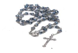 Prayer Beads Crystal Rosary Cross Necklace Catholic Saints Prayer Supplies Gift Giveaways4481454
