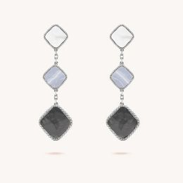 four leaf clover earring fashion classic dangle earrings designer for woman agate Mother of Pearl moissanite diamond drop earring Valentines Mothers giftq4
