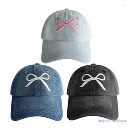 Ball Caps Eye Catching Embroidery Bowknot Baseball Adjustable Size Hat Cycling Climbing Travel Duckbill For Girl Woman DropShip