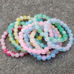 Beaded Girl Crystal Colorful Bracelets Natural Stone Quartz Amethyst Fluorite Beaded Sweet Reiki Healing Energy Strand Bangles Jewelry 240423