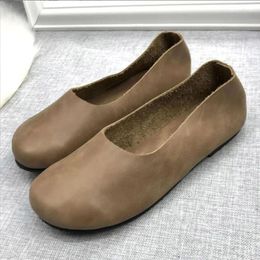 Casual Shoes Women Leather Moccasins Mother Loafers Soft Flats Female Driving Ballet Footwear Comfortable Round Head Autumn
