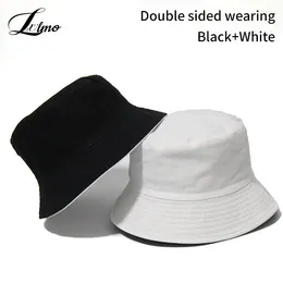 Berets Black Solid Dots Bucket Hat Two Side Wear Unisex Simple Bob Caps Hip Hop Gorros Men Women Panama Cap Beach Fishing Boonie Sunhat