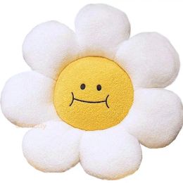 Pillow Soft White Daisy Flower Pillow Stuffed Smile Face Sunflower Chair Cushion Office Sofa Decor Sleeping Pillow for Her Unique Gift