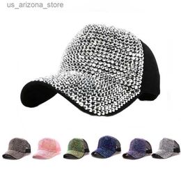 Ball Caps Doitbest Womens Rhinestone Womens Baseball Hat Mens Diamond Hat Womens Button Back Glasses Spring/Summer Neutral Hip Hop Sun Hat Q240425