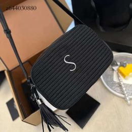 Yslbags Top Quality 24ss Women Fashion Cleo Crossbody Raffias LOU Tassel Camera Bag Straw Weave Leather Clutch Summer Luxury Handbag Sling Travel Tote Bag Strap 938