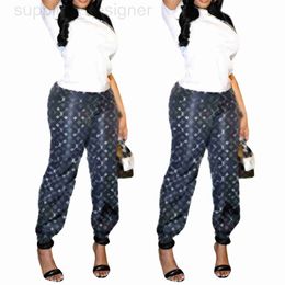 Kvinnors tvådelar Pants Designer J2952 Harun Summer New Casual Fashionable Tie Feet Loose Trendy Set 3Dhr