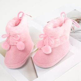 Boots Winter Baby Boots Pompom Plus Velvet Snow Booties Baby Shoes Warm baby Girl Shoes Soft Sole Indoor Walking Shoe