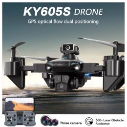 Drones New KY605S Drone 4K 360° Obstacle Avoidance Wide Angle Professinal With Three Camera Optical Flow Localization RC Quadcopter