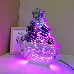 Table Lamps Acrylic Luminous Mirror Bilayer Custom Light LED Name Neon Sign Illuminated Personalized Christmas Decoration