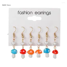 Dangle Earrings 3 Pairs Dainty Mushroom Pendant Set Sweet For Fresh Drop Colourful Earring Women Gir