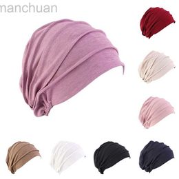 Hijabs Elastic Cotton Turban Hat Solid Colour Women Warm Winter Headscarf Bonnet Inner Hijabs Cap Muslim Hijab Femme Wrap Head d240425