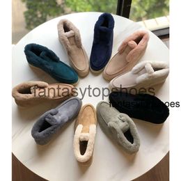 Loro Piano LP snow female boots shoes rabbit hair high band Lefu shoes and fur sheep suede short boots warm female boots 0DCJ