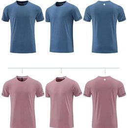 LU LU L -R661 Men Yoga Outfit Gym T shirt Exercise & Fitness Wear Sportwear Trainning Basketball Running Ice Silk Shirts Outdoor Tops Short Sleeve Elastic Breathable 346