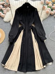 Casual Dresses SINGREINY Chinese Midi Dress Women Elegant Long Sleeve Fashion 2024 Spring Female Black A Line Evening Party