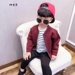 Jackets Kids Spring Autumn Boys Girls Coats Long Sleeve O-neck Solid Colour Baseball Zipper Children's Outerwear Top Clothes