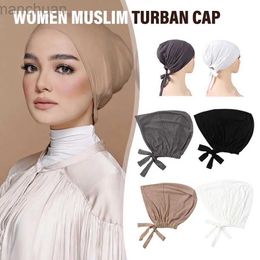 Hijabs Womens Muslim Stretch Turban Cap Soft Modal Muslim Turban Hat Inner Hijab Islamic Underscarf Bonnet Modal Hat Chiffon Headscarf d240425
