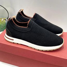 Casual Shoes Luxury Elastic Cashmere Low Top Single Wool Knitted Socks Walking Sneakers Women's Flat Bottom Mesh Men